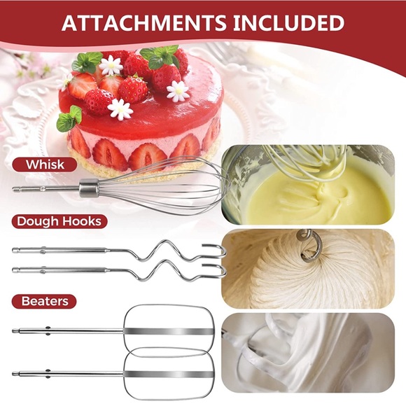 New - Hand Mixer with 5 Speeds and 5 Attachments with Clear Storage Case (Black) - Picture 3 of 6